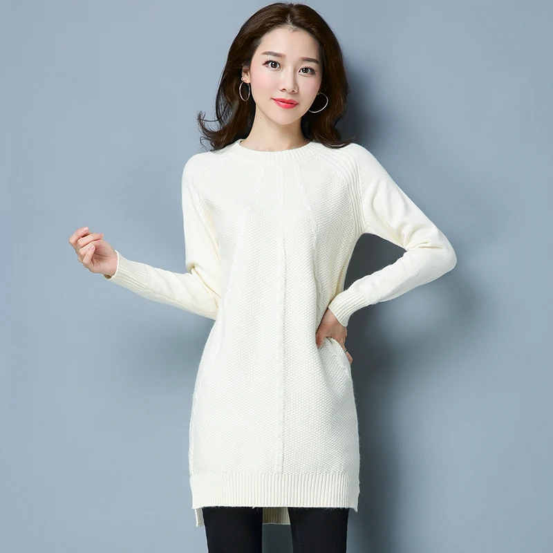 

Women Long Sweaters And Pullovers Autumn Winter Cashmere Long Sleeve Femme Jumper Solid Pullover Female Casual Knitted Sweater
