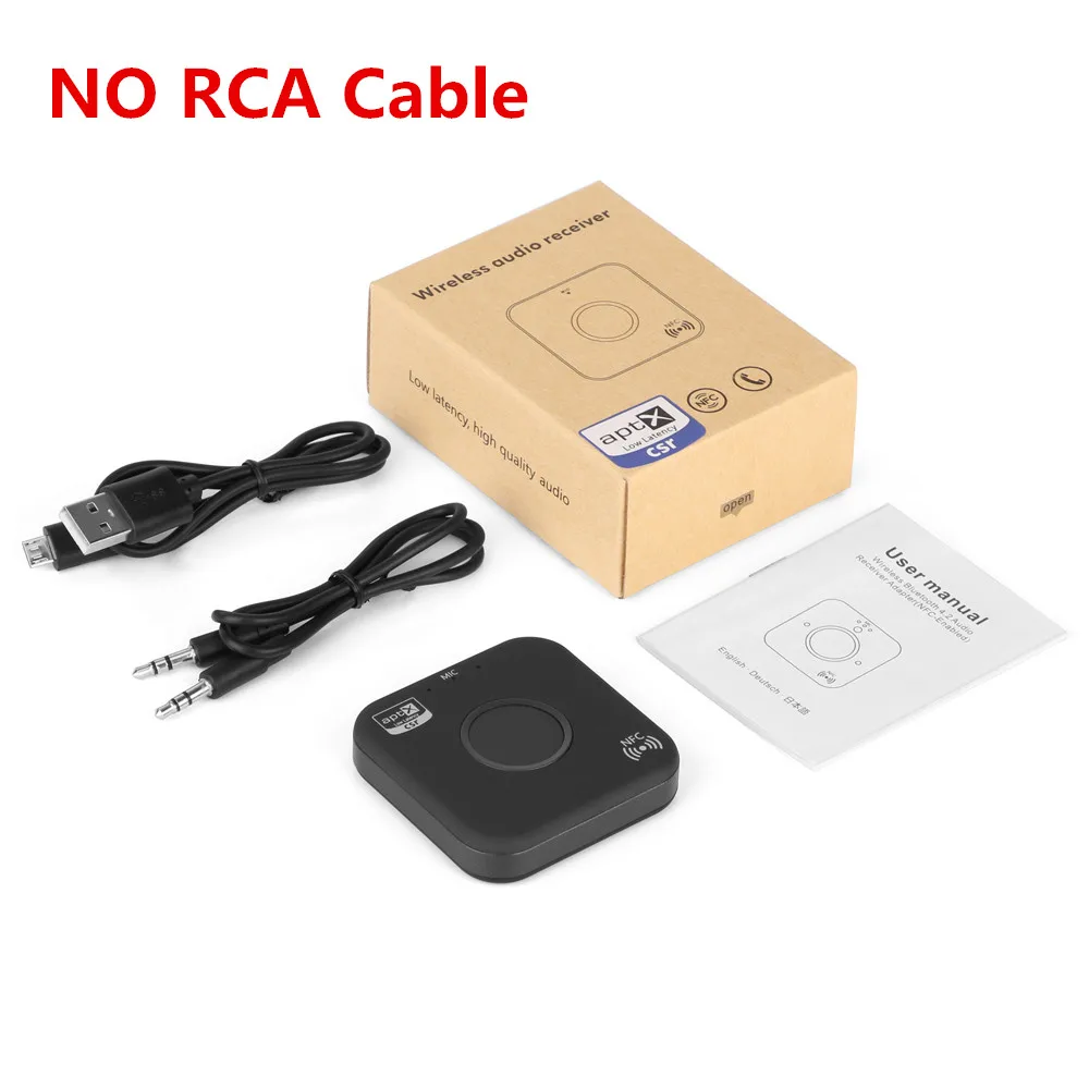 NO RCA Cable Bluetooth 4,2 приемник APTX LL NFC HIFI 3,5 мм AUX Jack/RCA Apt-x Bt стерео беспроводной аудио адаптер микрофон для автомобильных наушников динамик - Цвет: NO RCA Cable