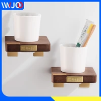 toothbrush holder set glass cup tumbler holder brass wooden nordic style bathroom accessories tooth brush holder wall mounted