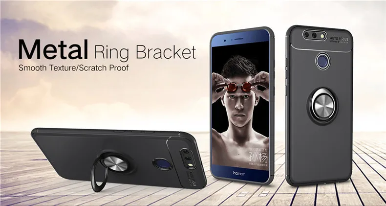 Huawei Honor V9/вид 9 чехол Honor 8 Pro Чехол 5,7 дюймов QAZ Мэгги противоударный мягкий бампер металлическое кольцо-держатель кронштейн Funda