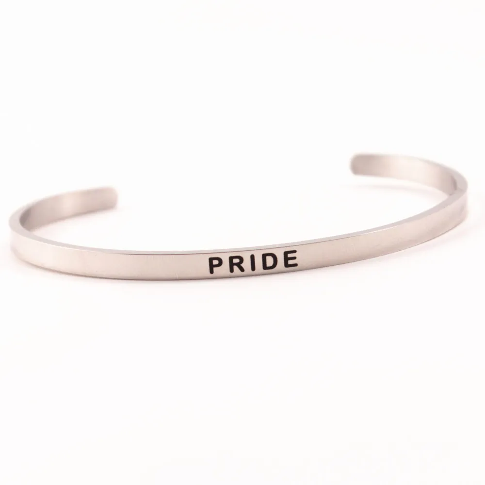 PRIDE Браслет с мантрой из нержавеющей стали, вдохновляющие браслеты Prosecco queen, подарок для женщин - Окраска металла: PRIDE