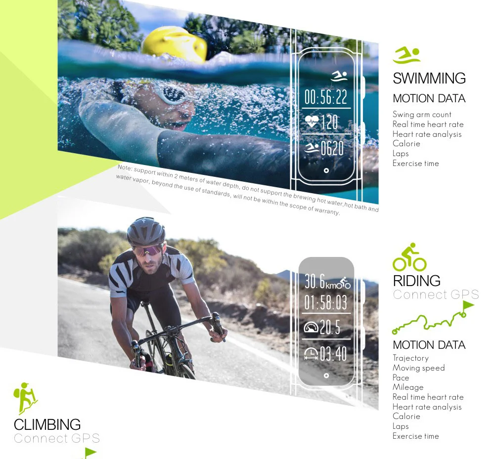 Смарт браслет для фитнеса плавания велоспорта GPS часы мужские и женские уличные с