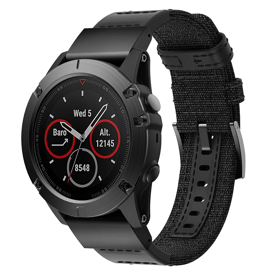 Легкий натовский Премиум нейлон + кожаный ремешок для Garmin Fenix 5X/5X Plus/3/3 HR часов