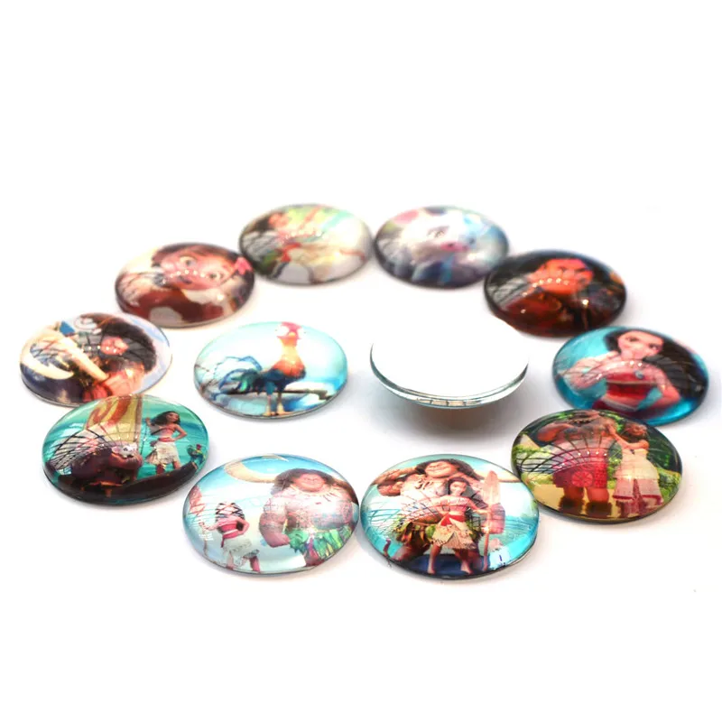 Стеклянный кабошон 20 мм смешанный круглый Моана камея с фотографией