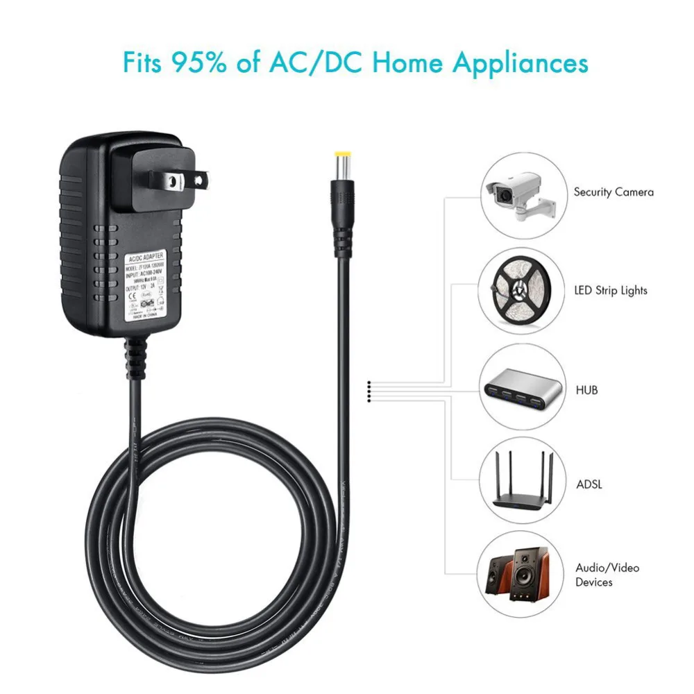 VIPMOON AC 100-240 В 50/60 Гц к DC 12 2A 24 Вт стены Зарядное устройство Питание адаптер-США Plug |