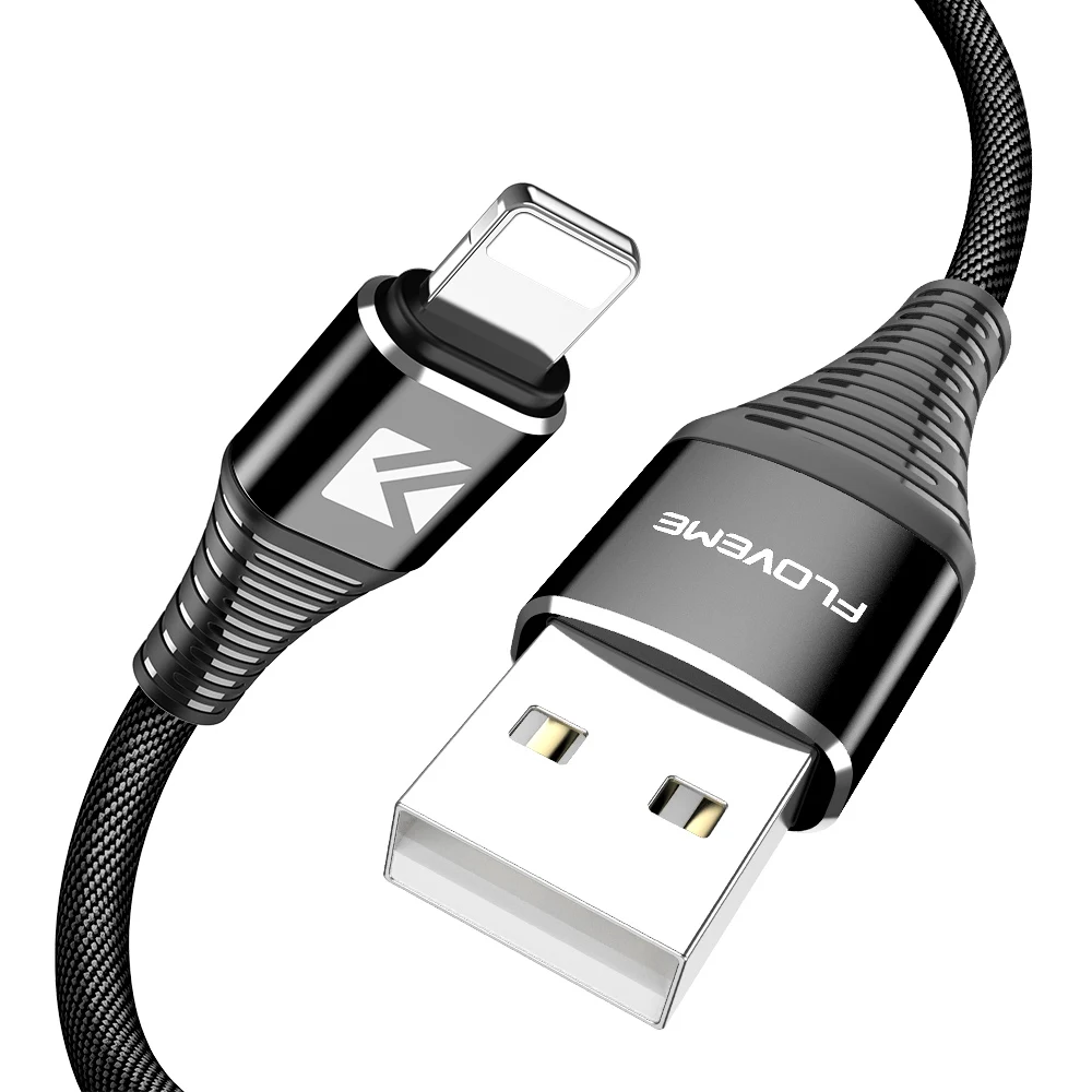 Black FLOVEME высокопрочный кабель usb type C для samsung S9 S8 plus huawei Xiaomi Micro USB зарядка кабелей для iPhone XR X XS Max кабель - Цвет: Black