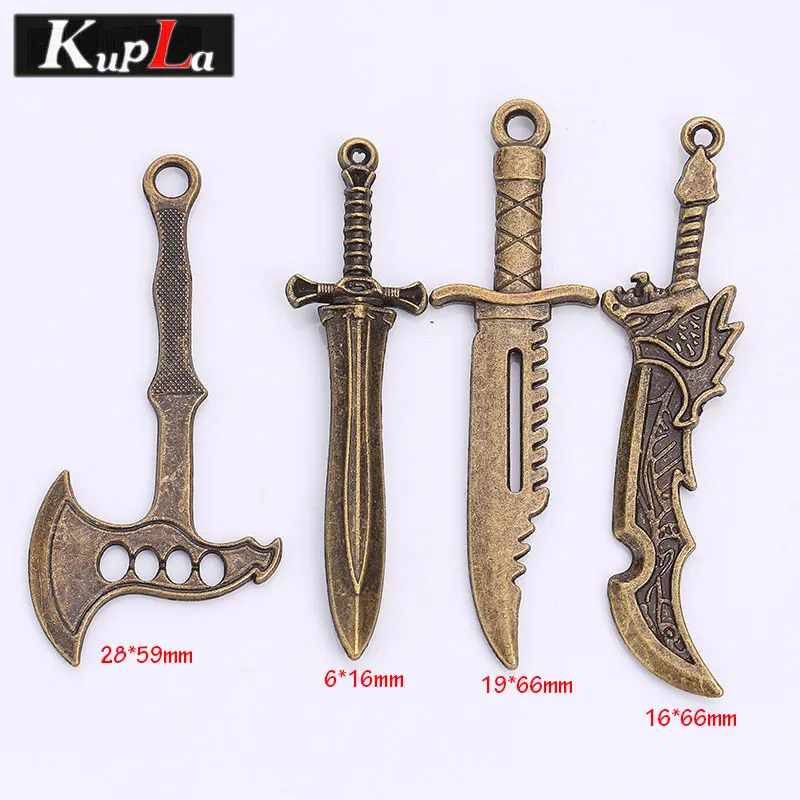 Винтажный бронзовый металлический топор нож меч подвески для ювелирных изделий