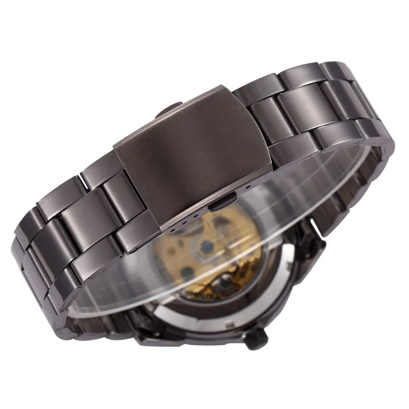

Famous Brand SHENHUA Full Black Automatic Mechanical Skeleton Watches Men Waterproof Shockproof Mechanical Sport Watches For Men