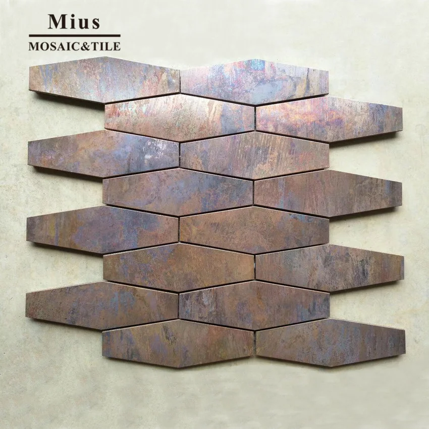 

Diamond shaped Copper metal kitchen mosaic tile design wallpaper