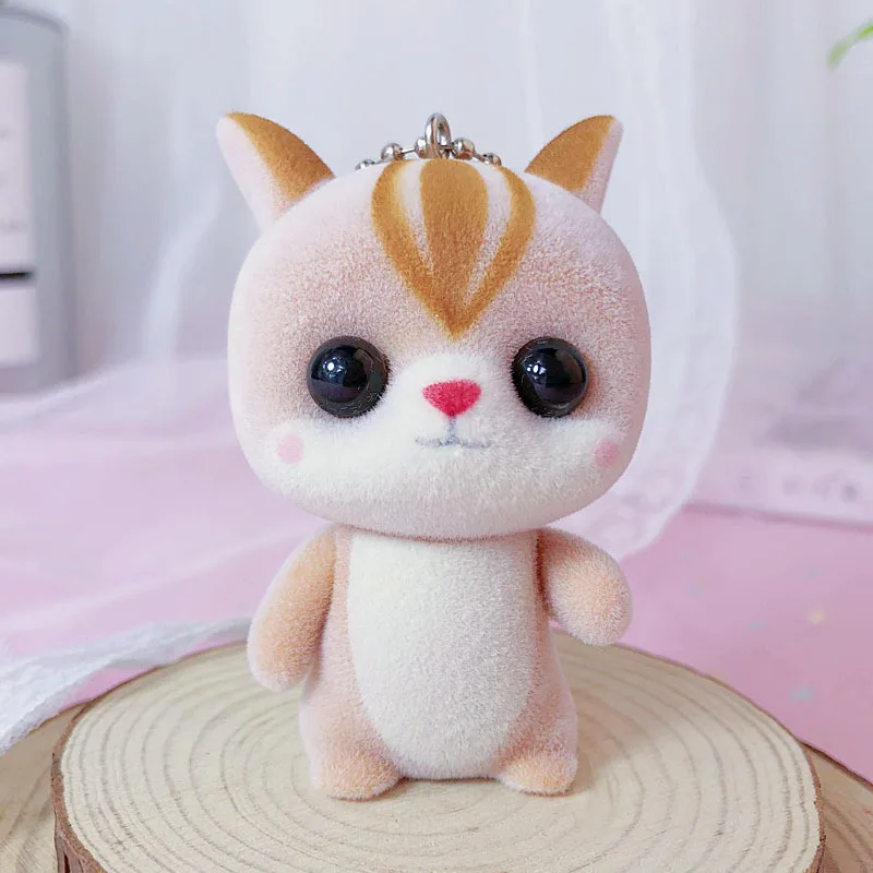 Новинка, милый брелок для ключей с кошкой, пандой, плюшевый мех, новинка, милый женский брелок, а064