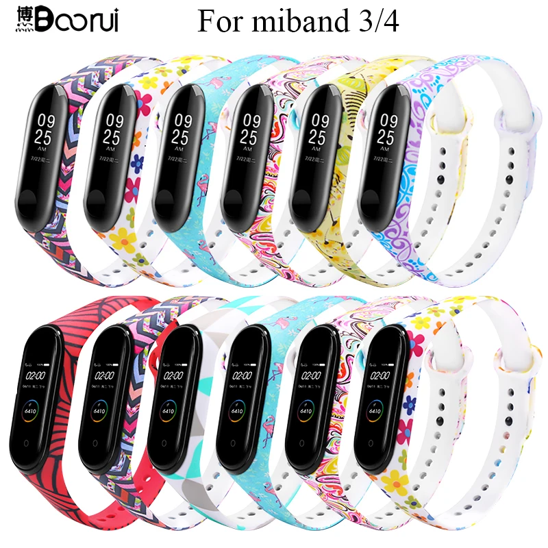 Сменные ремешки BOORUI для браслета miband 4 Xiaomi mi band 3 спортивный силиконовый браслет