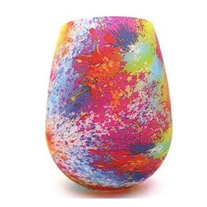 1 шт. силиконовые вина Стекло чашки красочные Stemless ломкий вина чашки Еда Класс Портативный Камуфляж Пива Стекло вечерние украшения - Цвет: F