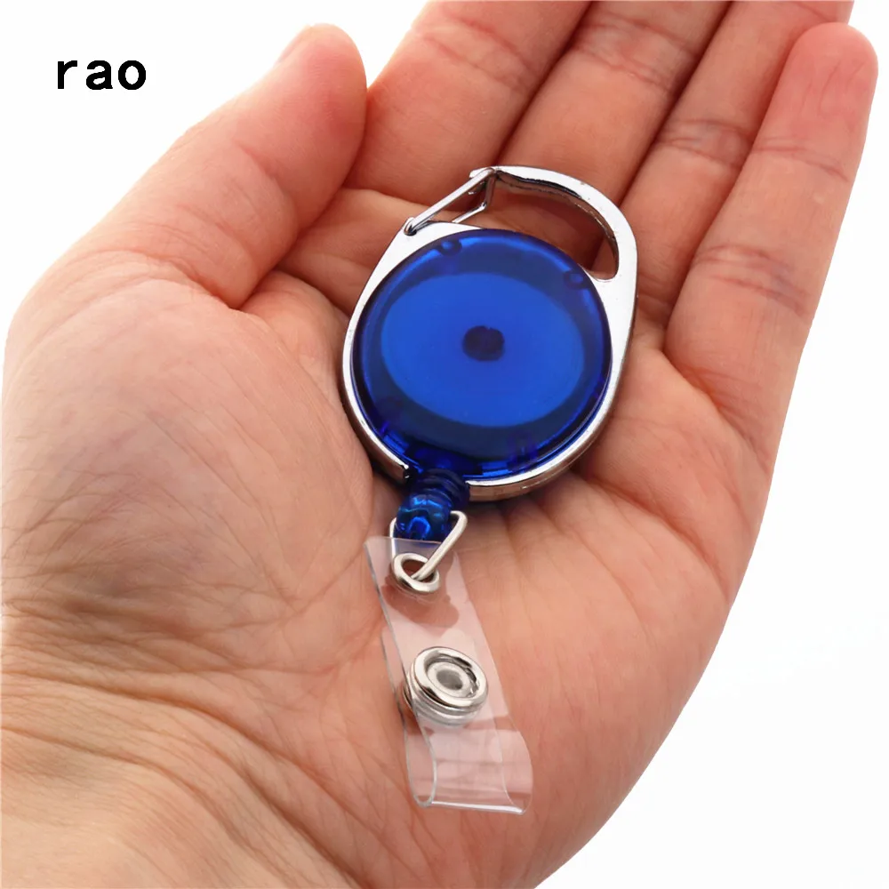 Различные наборы карт Выдвижная Тяговая катушка для бейджа ID Lanyard имя бирка держатель для карты держатель для бейджа Катушки откатный ремень брелок зажимы для цепи - Цвет: Transparent blue