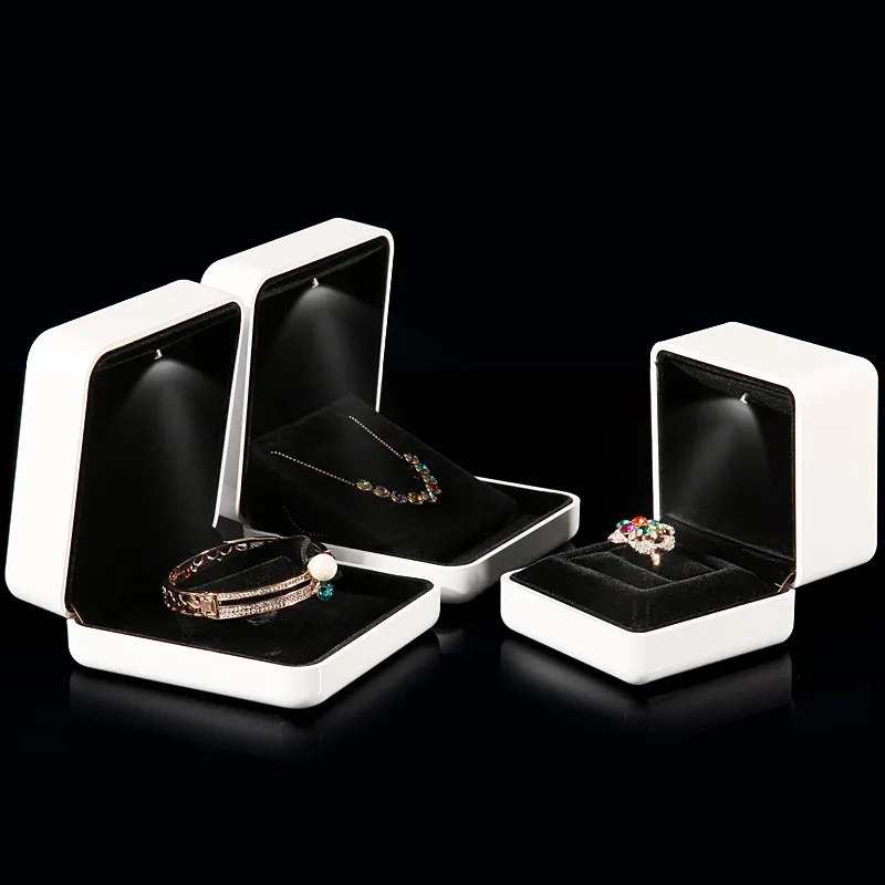 Новый стиль белый резиновый Painint светодиодная шкатулка кольцо коробка браслет