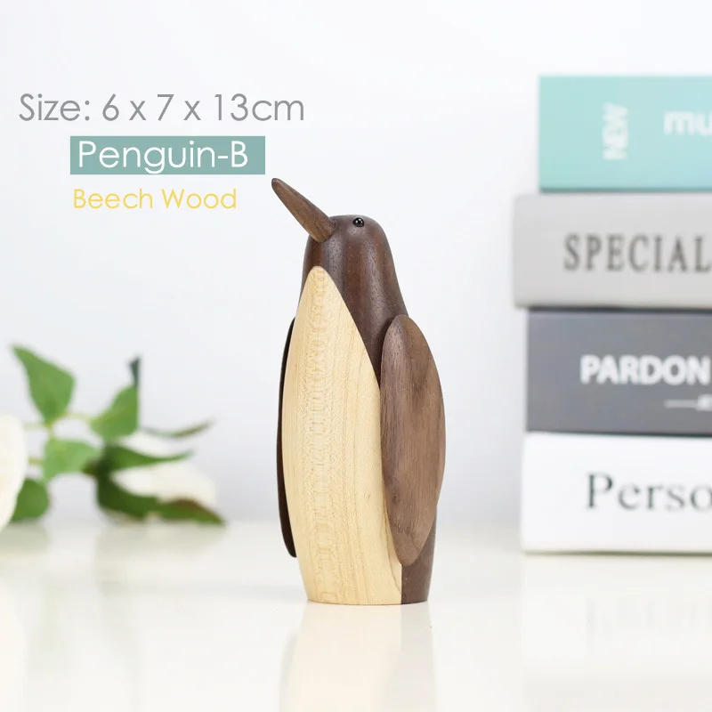Penguin B Деревянные фигурки животных в скандинавском стиле, фигурки медведя/собаки/птицы/обезьяны, домашний декор, украшения, игрушки для мальчиков и хобби - Цвет: Penguin B