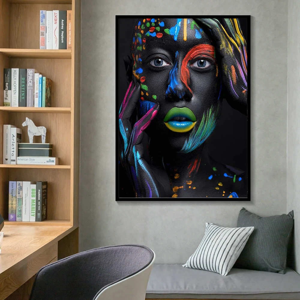 Black and white Creative Face Makeup Fantasy Watercolor Poster Pint Canvas Paintings Beautiful Lady Wall Art Home Decor | Дом и сад