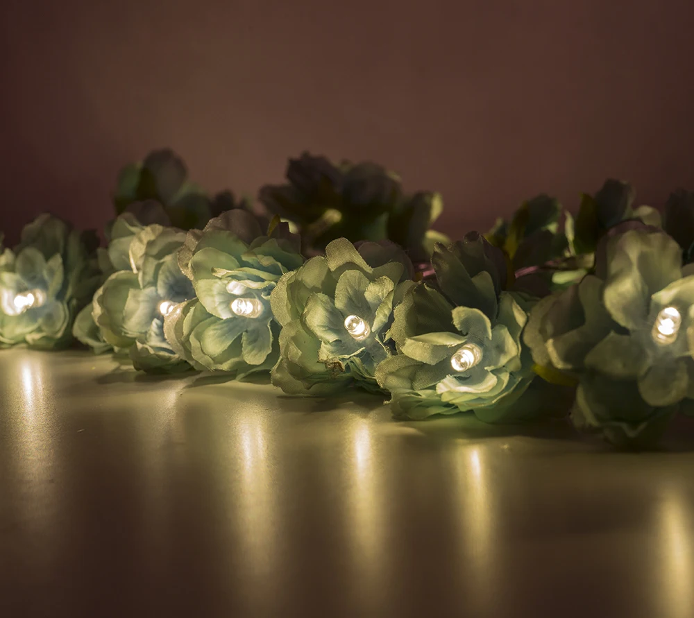 2.3M 20 Pcs Fabric Flower Shape LED Fairy String Lights for Wedding Christmas and Holiday Party Home Garden Decoration | Лампы и