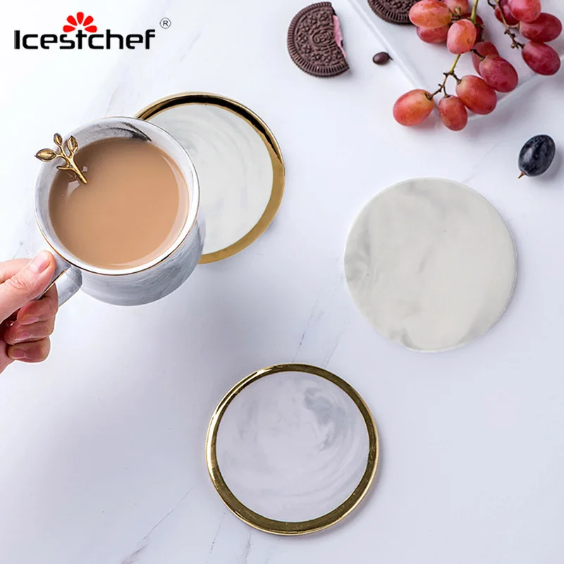 ICESTCHEF мраморные керамические горки покрытие золотые чашки коврики Нескользящие