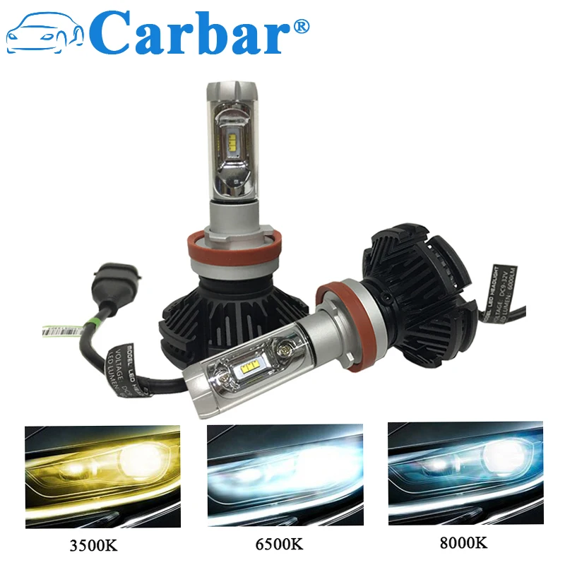 Автомобильная светодиодная фара Carbar # X3 50 вт 6000LM H4 H7 3000K/6500K/8000K чип ZES H1 H11 9005 HB3 9006