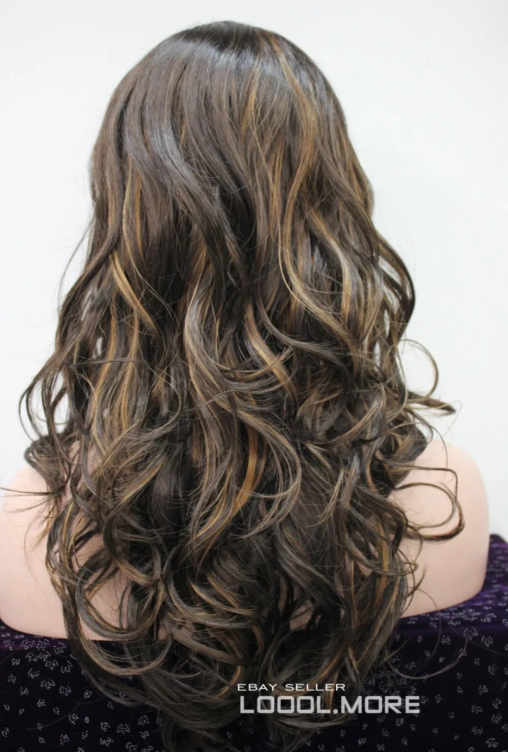 Бесплатная доставка USPS к США Темно-Коричневый с Золотой Длинные Волнистые