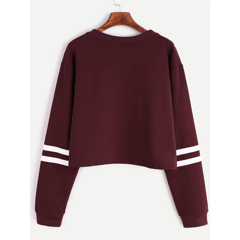 La MaxZa Short Sweatshirts Women Spring Autumn 2018 Fashion Cartoon Print Hoodies Female Black Simple Tops Pullovers 202012 | Женская