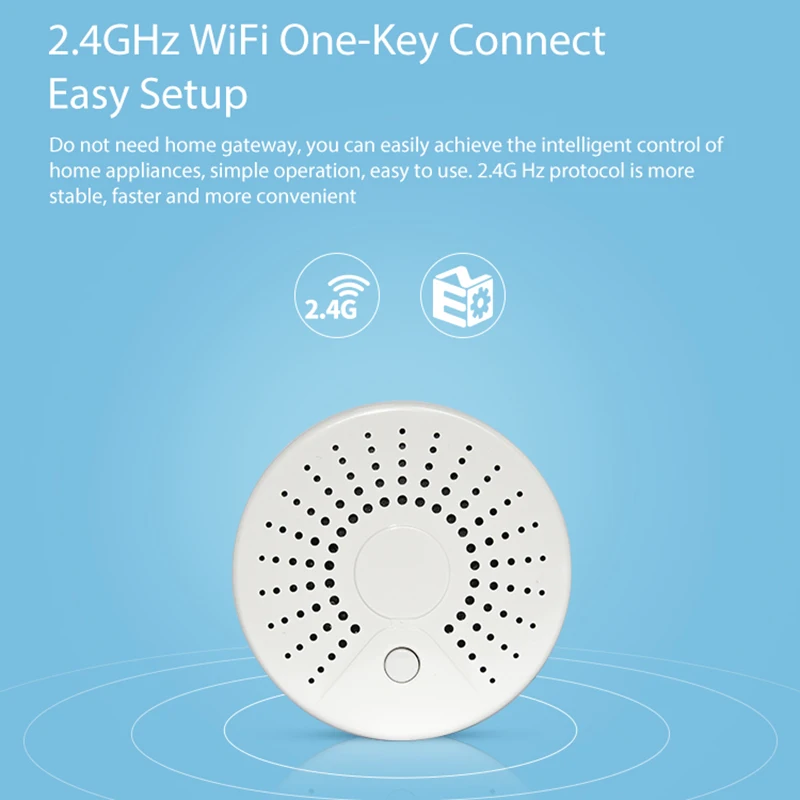 Интеллигентая (ый) детектор дыма Wi-Fi Сенсор сигнализация домашней автоматизации