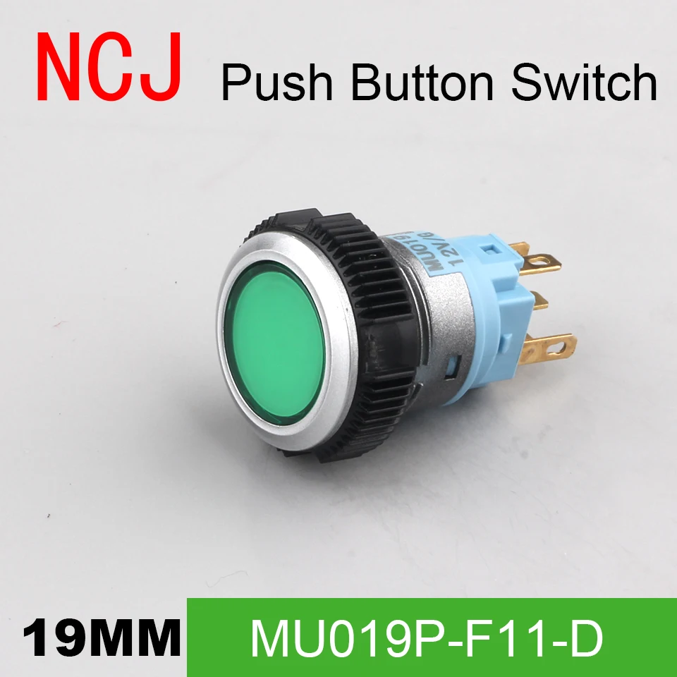 NCJ 19 мм PC кнопочный переключатель IP67 поддерживаемый Попеременный и Мгновенный со