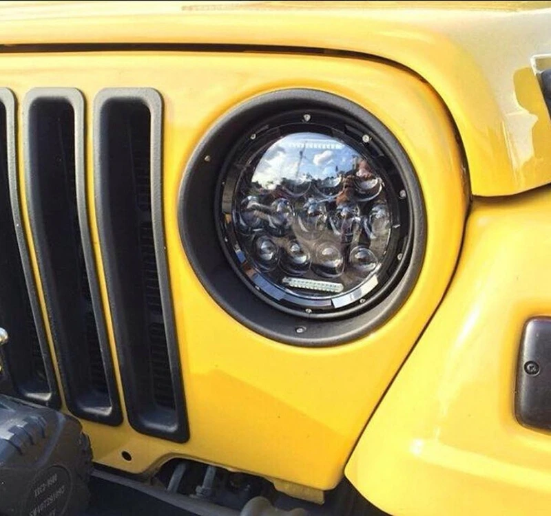 " светодиодный Круглый фары для Лада Нива 4x4 7 дюймов 75 Вт хромированный дальнего света с белым DRL для Nissan Patrol Y60