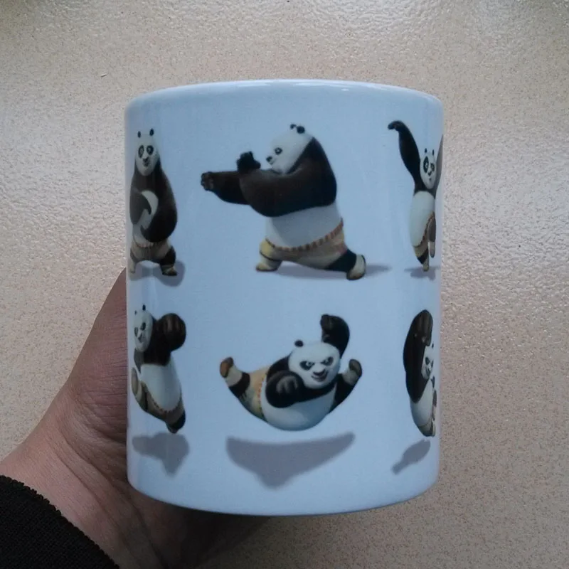 New Year Gifts For Children Kung Fu Moves Printing Coffee Mugs and Cups With Panda Emoticons Products | Дом и сад