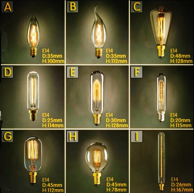Лампа Эдисона E14 в винтажном стиле 2 шт. 40 Вт 220 В|e14 vintage|ampoules decorativesbombilla edison |