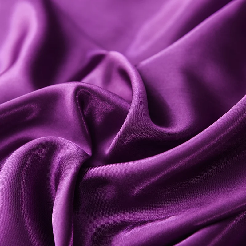 Liv-Esthete Wholesale Luxury Satin Silk Purple Fitted Sheet Silky Mattress Cover Queen King Bed Sheets For Women Men 1pcs