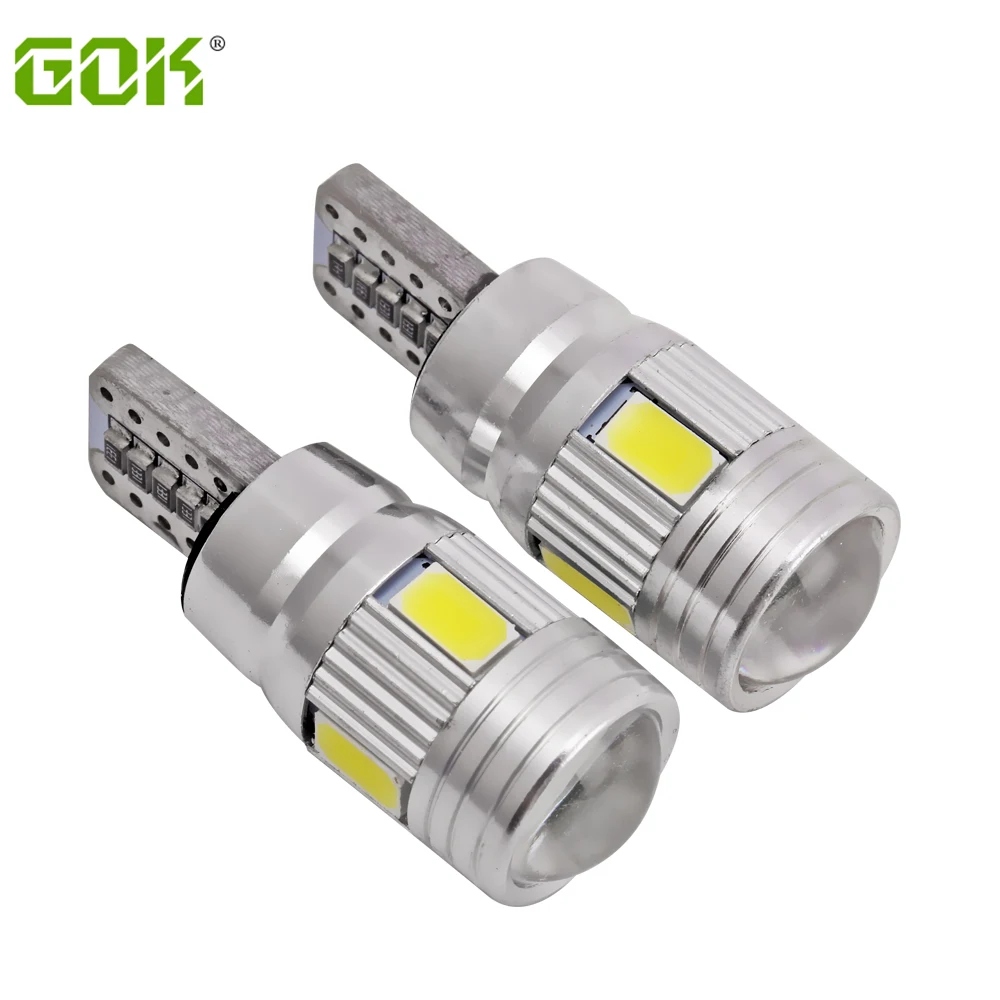 

50 шт./лот T10 led canbus 6smd 194 ксеноновый Белый СВЕТОДИОД CANBUS без ошибок OBC t10 6led smd 5630 5730 с проектором объектива алюминиевый корпус