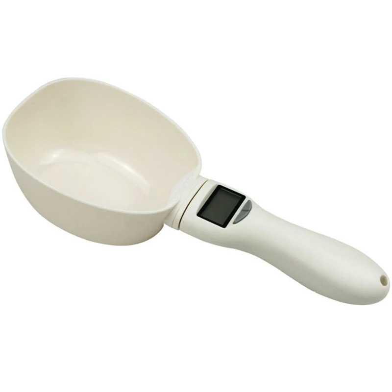 White 1 шт. мерная ложка, чашка 800 г/0,1 г, ложка для еды домашних животных, ложка для кухонных весов, переносная Съемная со светодиодным дисплеем, корм для собак - Цвет: White