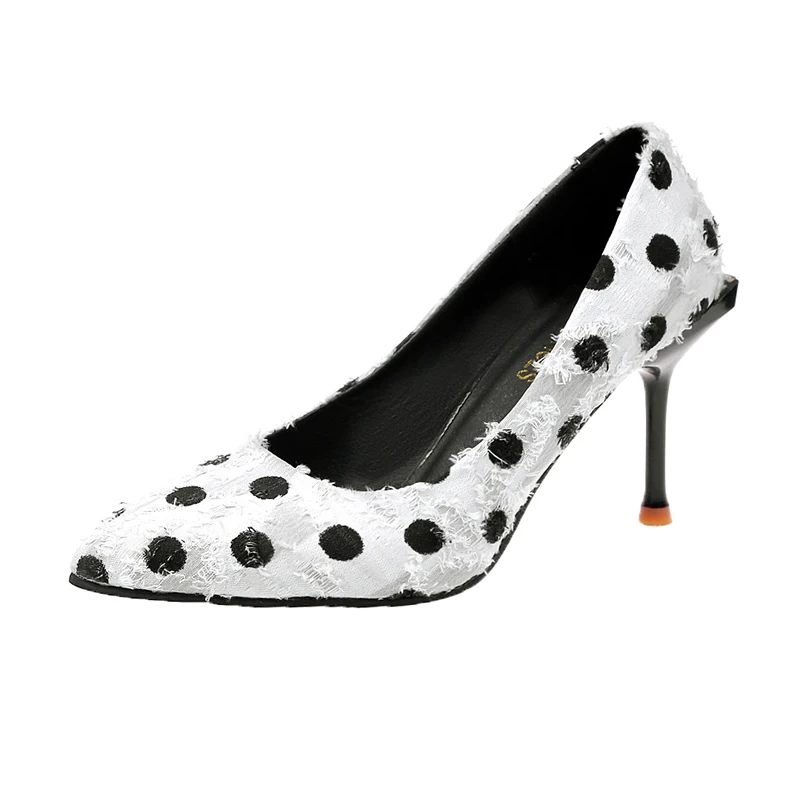 

Женские туфли-лодочки с острым носком, красные туфли из флока без застежек на высоком каблуке, 2019