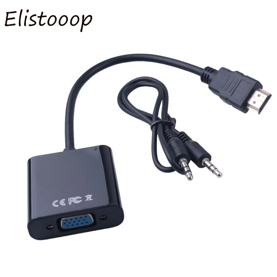 2018 10 шт./лот HDMI в VGA конвертер с аудиокабелем для компьютера ПК ноутбука