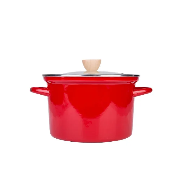 Креативная эмалированная кастрюля с толстой плоской подошвой fire general|enamel pot|enameled
