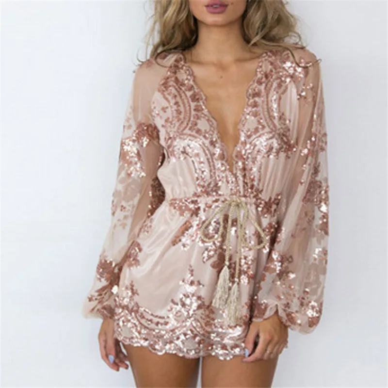 Женская блузка с длинным рукавом расшитая блестками и поясом 64480 | одежда