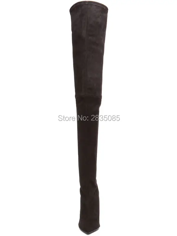 Zapatos Mujer Celebrity Shoes Woman Extreme High Stiletto Crotch Booties Over The Knee Stretch Suede Thigh Boots Heels | Обувь