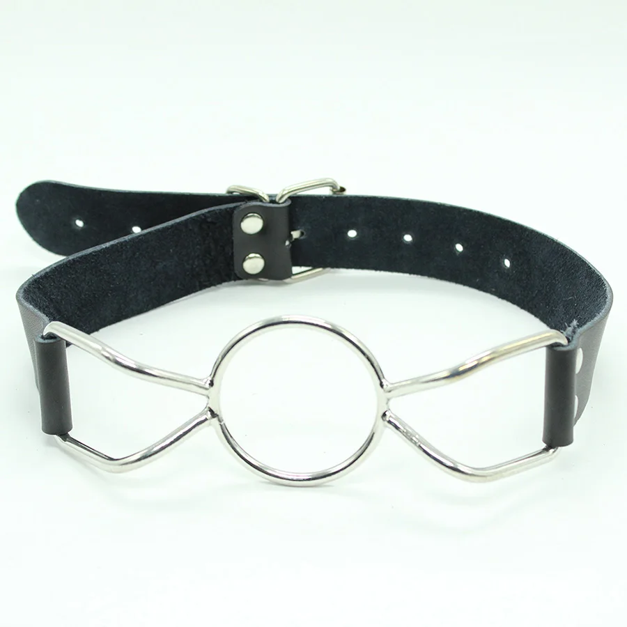 Металлическое Закрытое кольцо для рта кляп в форме паука из натуральной кожи