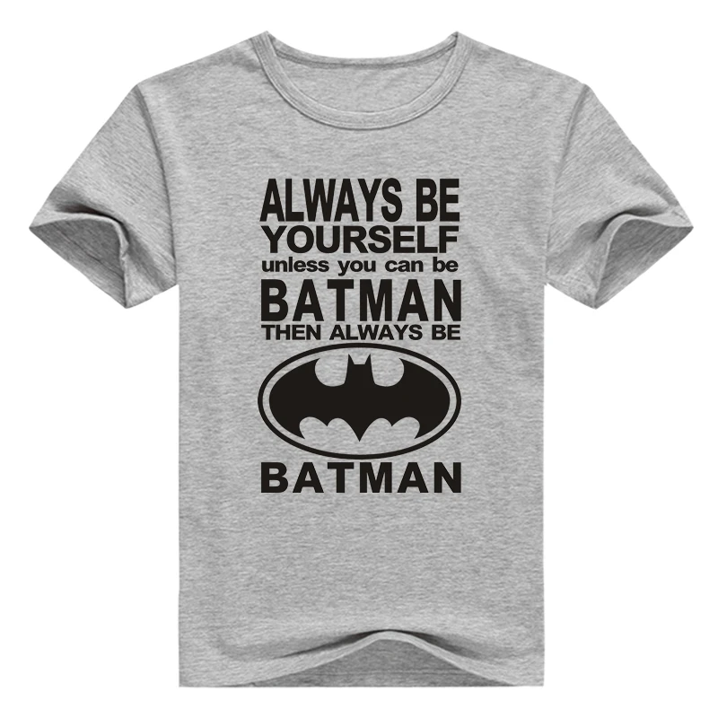 Повседневная мужская футболка топы футболки одежда рисунок Бэтмена серый