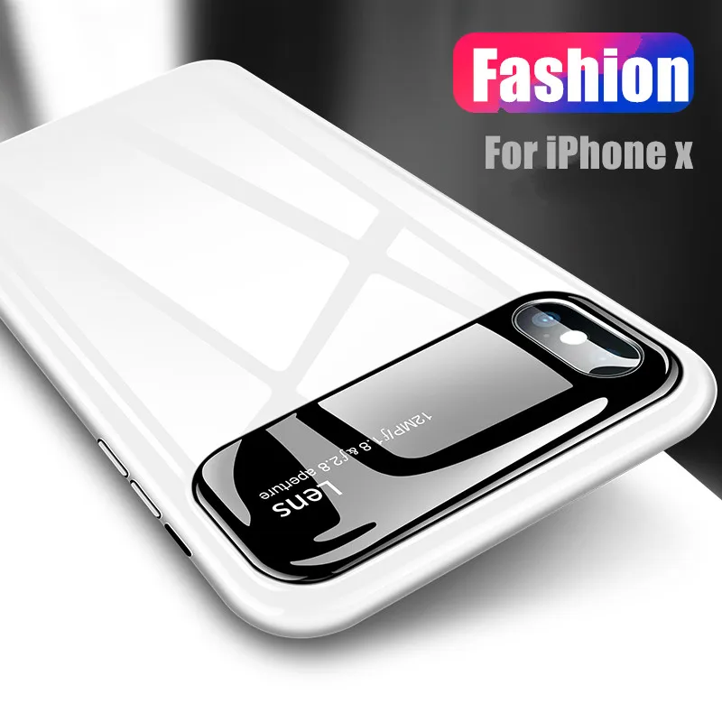 Роскошный зеркальный бронированный стеклянный чехол для iPhone X 6 6s 7 8 Plus