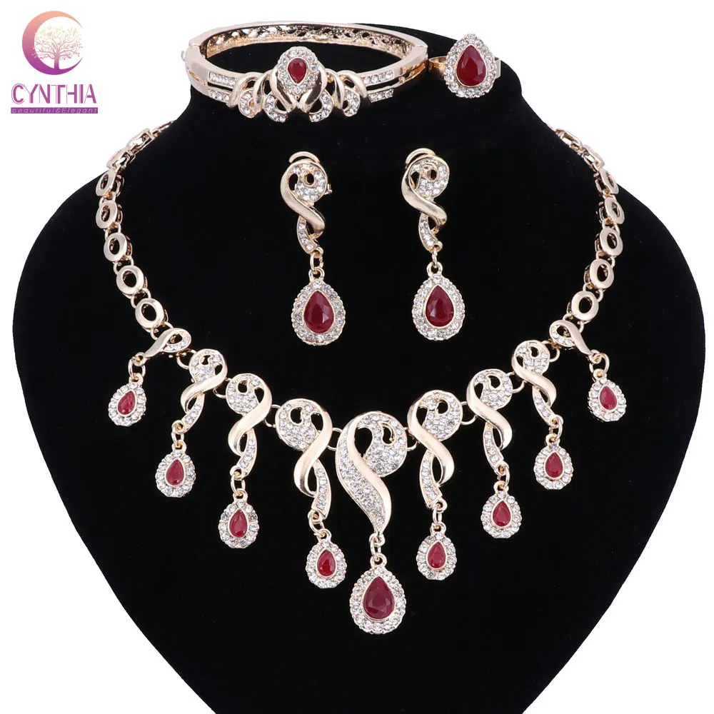 Новые роскошные разноцветные Ювелирные наборы с кристаллами и жемчугом для