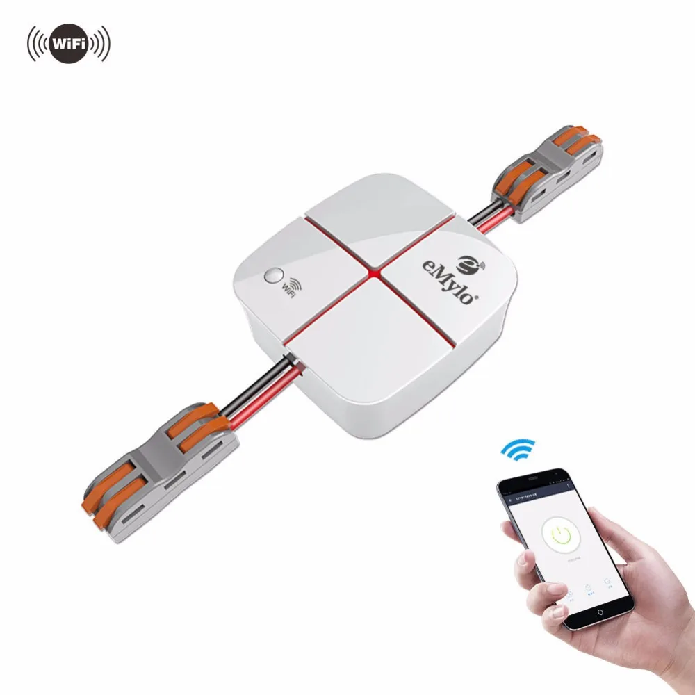 

eMylo Smart Wifi Switches Wireless Remote Controlled Light Switch Relay Module AC 90-250V 1 Channel Works with Alexa