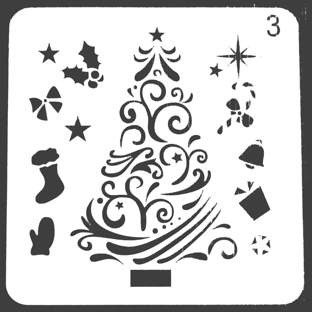 Merry Christmas Design Stencils for DIY Scrapbooking Plastic Handmade Cake Template Crafts Diary Decor Painting Spray Tool Card |