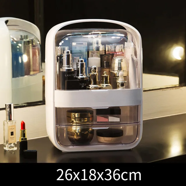 White (Transparent) Органайзер для макияжа, акриловый Органайзер для макияжа, коробка для хранения косметики, органайзер для кистей, коробка для хранения, органайзер, ящик - Цвет: White (Transparent)