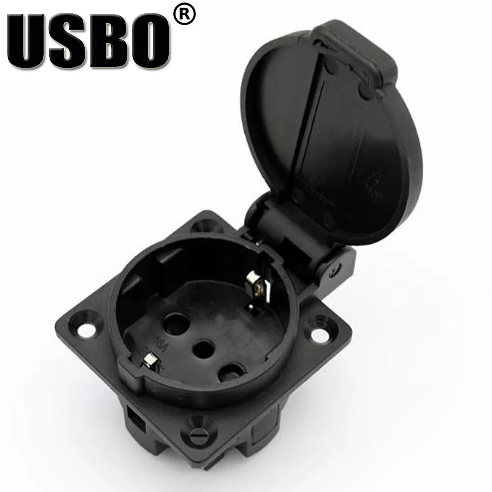 Черная круглая крышка итальянская стандартная розетка IP54 2P + PE 16A 250В переменного