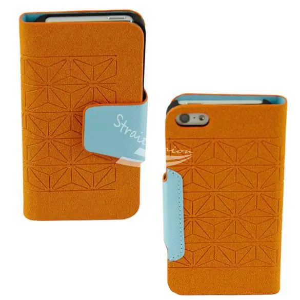 New Contrast Color Yellow Leather Wallet Stand Case Cover Protector for iPhone 5 5G |