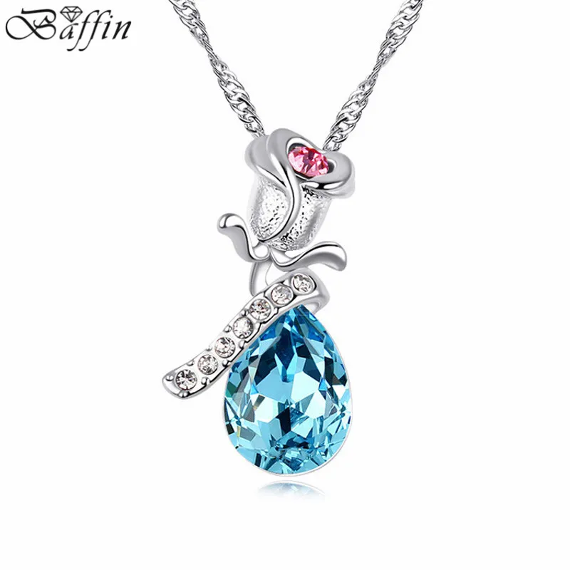 Новое поступление подвеска и ожерелье в виде Розы 5 цветов изготовлено из