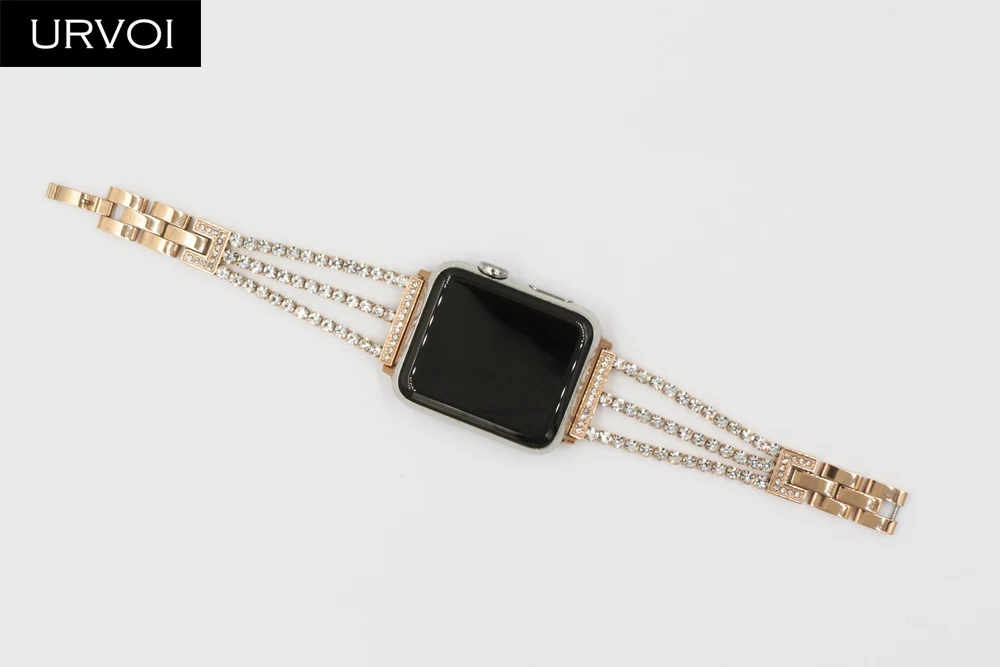 Браслет URVOI для Apple Watch series 6 SE 5 4 3 2 1 женский модный браслет с линиями из циркония