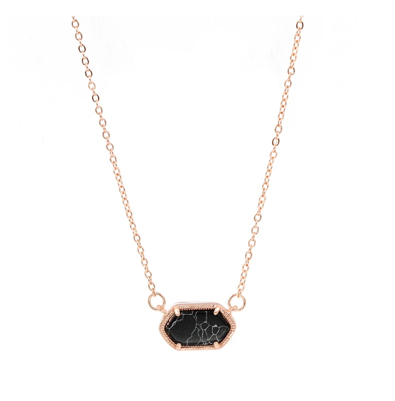 Black marble Маленькая розовая, золотая, овальная Druzy Геометрическая подвеска ожерелье для женщин - Окраска металла: Black marble